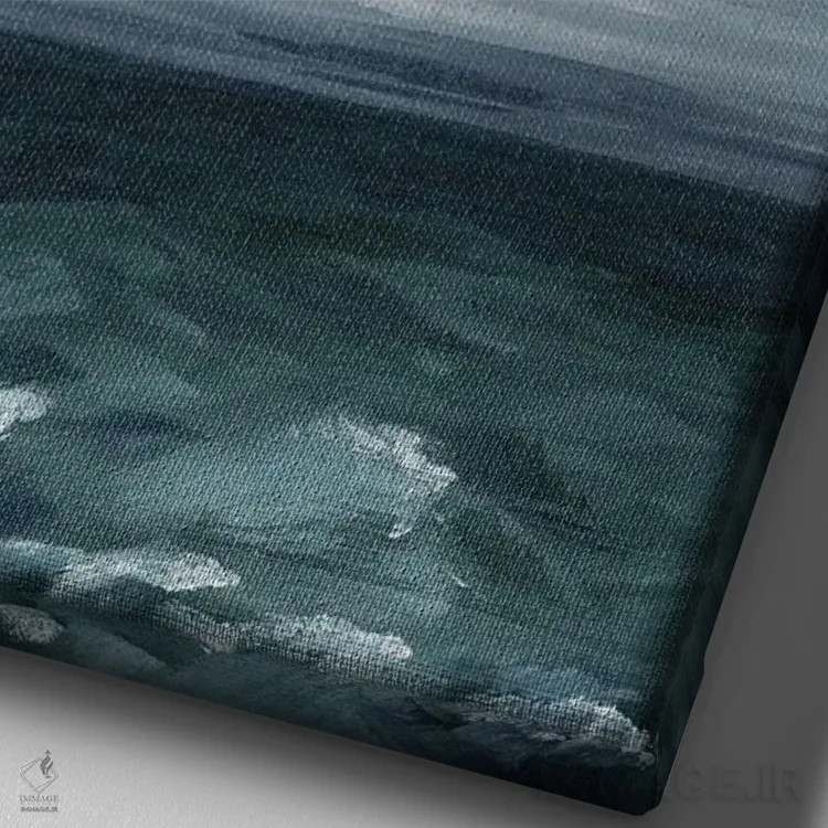 تابلو انتزاعی دریاهای بلند خاکستری I اثر گریس پاپ - نمای نزدیک بافت بوم