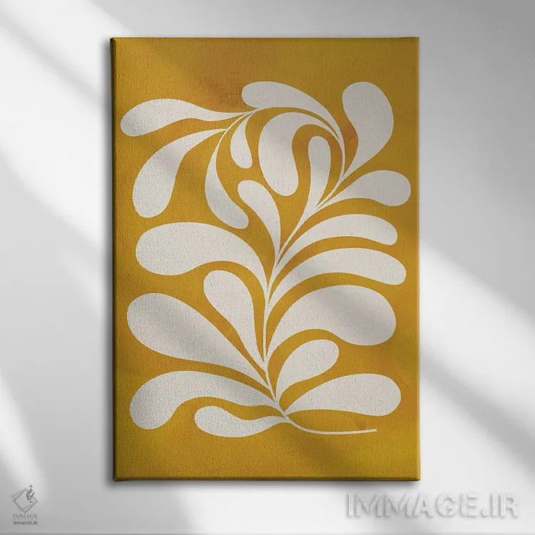 تابلو مینیمال گل راگوید طلایی I اثر گریس پاپ - نمای روبهرو روی دیوار