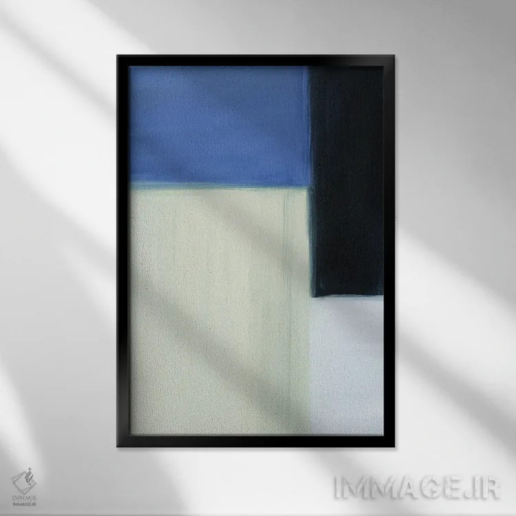 تابلو انتزاعی هاون نعناعی I اثر گریس پاپ - نمای قابدار مشکی