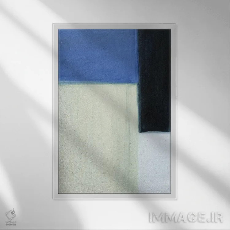 تابلو انتزاعی هاون نعناعی I اثر گریس پاپ - نمای قابدار سفید