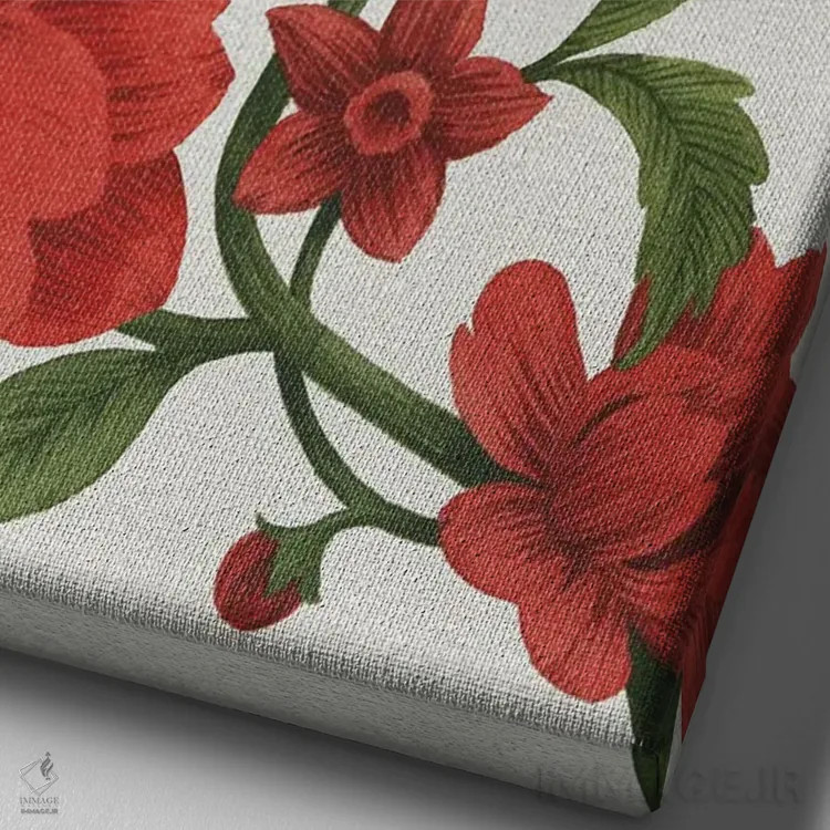 تابلو دکوراتیو چینوازری قرمز I اثر گریس پاپ - نمای نزدیک بافت بوم