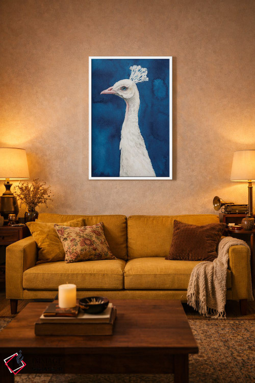 تابلو دکوراتیو طاووس برفی II اثر گریس پاپ - D1W