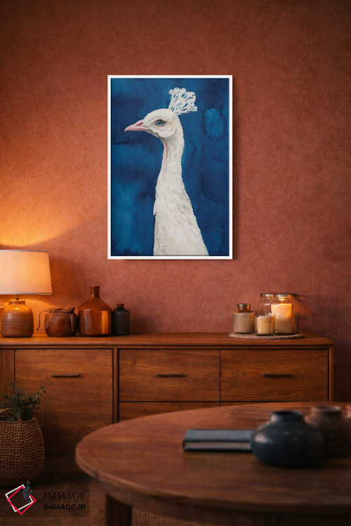 تابلو دکوراتیو طاووس برفی II اثر گریس پاپ - D3W