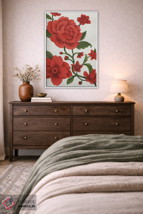 تابلو دکوراتیو چینوازری قرمز I اثر گریس پاپ - D2W