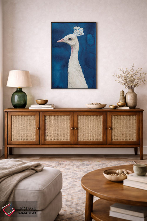 تابلو دکوراتیو طاووس برفی II اثر گریس پاپ - D4B