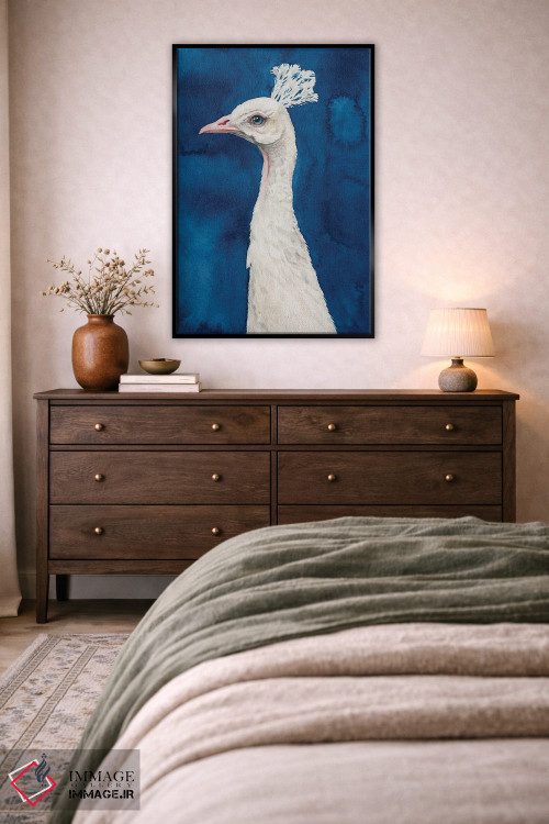 تابلو دکوراتیو طاووس برفی II اثر گریس پاپ - D5B