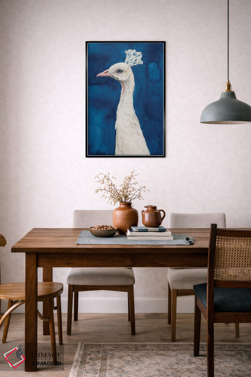 تابلو دکوراتیو طاووس برفی II اثر گریس پاپ - D6B