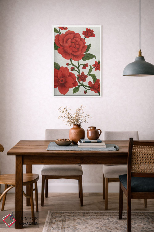 تابلو دکوراتیو چینوازری قرمز I اثر گریس پاپ - D6W