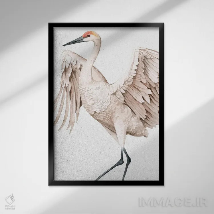 تابلو دکوراتیو درنای فریادزن II اثر گریس پاپ - نمای قابدار مشکی