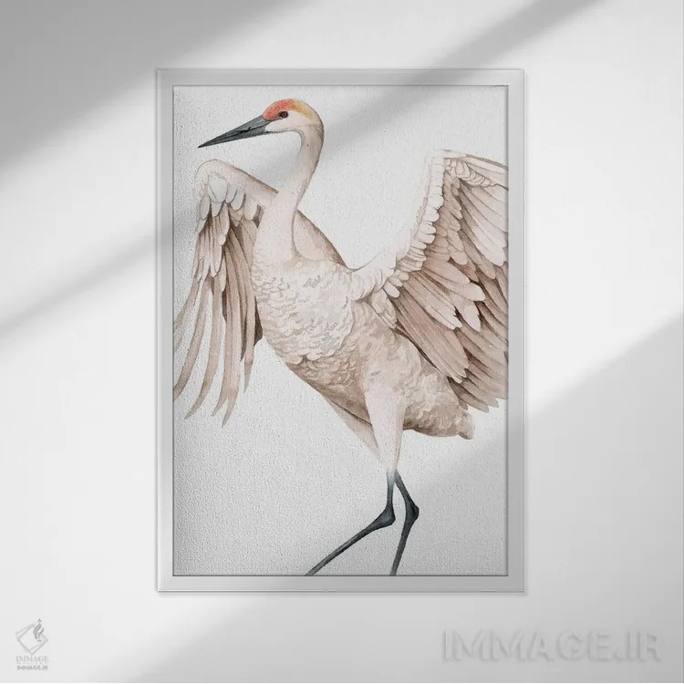 تابلو دکوراتیو درنای فریادزن II اثر گریس پاپ - نمای قابدار سفید