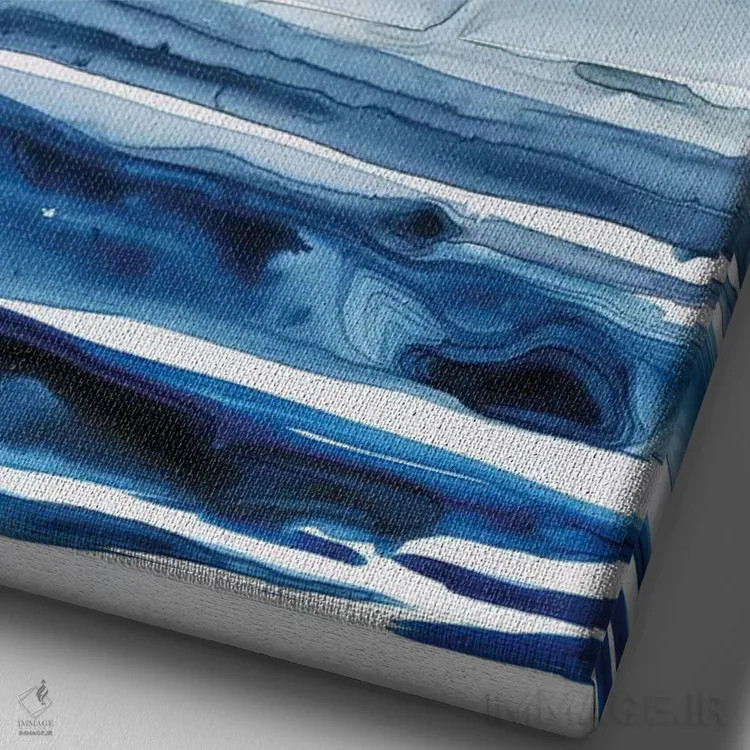 تابلو مینیمال قطب شمال لاجوردی I اثر گریس پاپ - نمای نزدیک بافت بوم