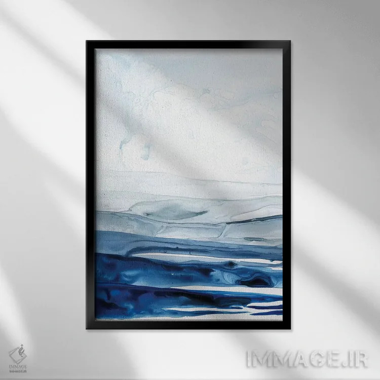 تابلو مینیمال قطب شمال لاجوردی I اثر گریس پاپ - نمای قابدار مشکی
