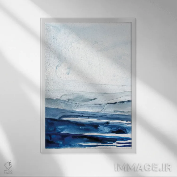 تابلو مینیمال قطب شمال لاجوردی I اثر گریس پاپ - نمای قابدار سفید