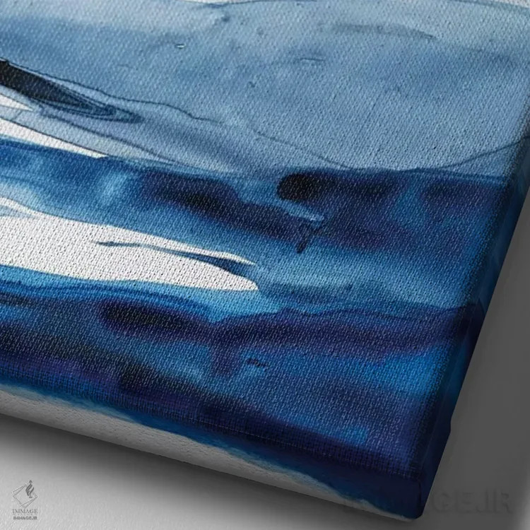 تابلو مینیمال قطب شمال لاجوردی II اثر گریس پاپ - نمای نزدیک بافت بوم