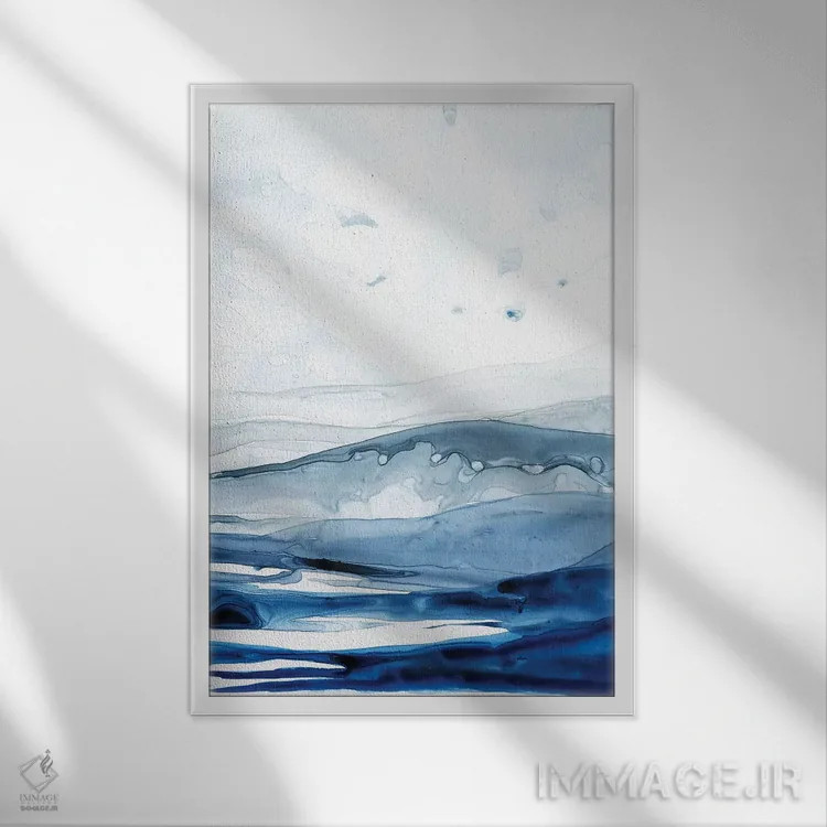 تابلو مینیمال قطب شمال لاجوردی II اثر گریس پاپ - نمای قابدار سفید