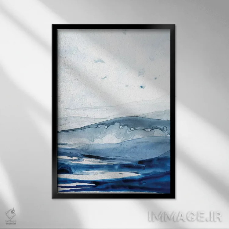 تابلو مینیمال قطب شمال لاجوردی II اثر گریس پاپ - نمای قابدار مشکی