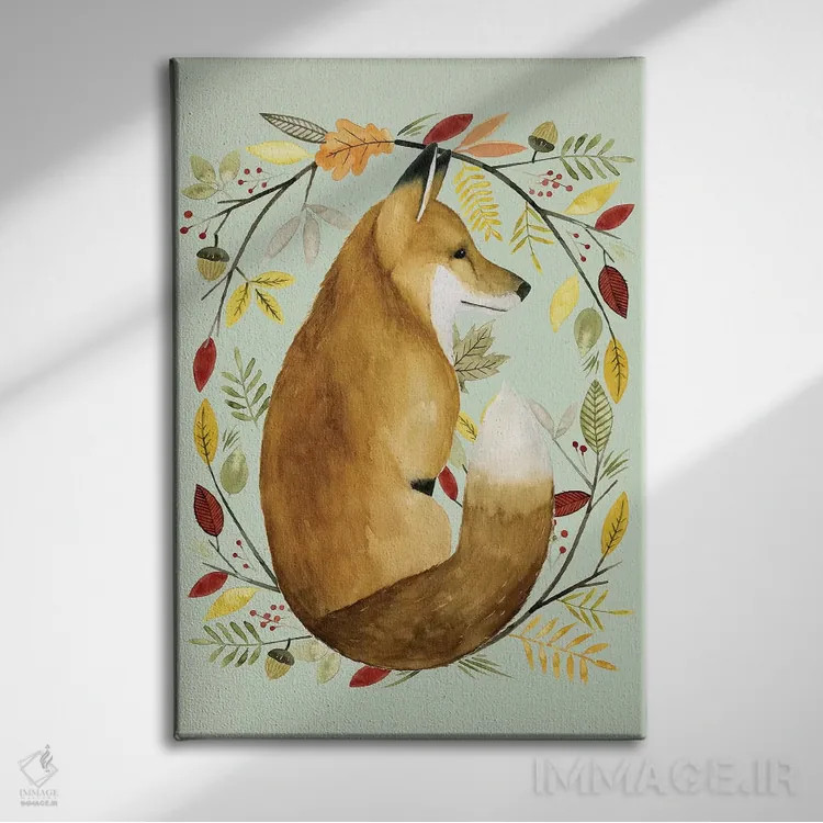 تابلو دکوراتیو حلقه گل پاییزی II اثر گریس پاپ - نمای روبهرو روی دیوار