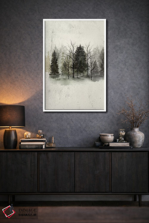 تابلو دکوراتیو خط درختان بافت دار I اثر گریس پاپ - D1W