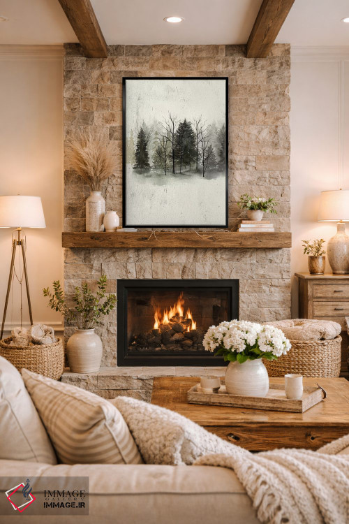 تابلو دکوراتیو خط درختان بافت دار I اثر گریس پاپ - D2B