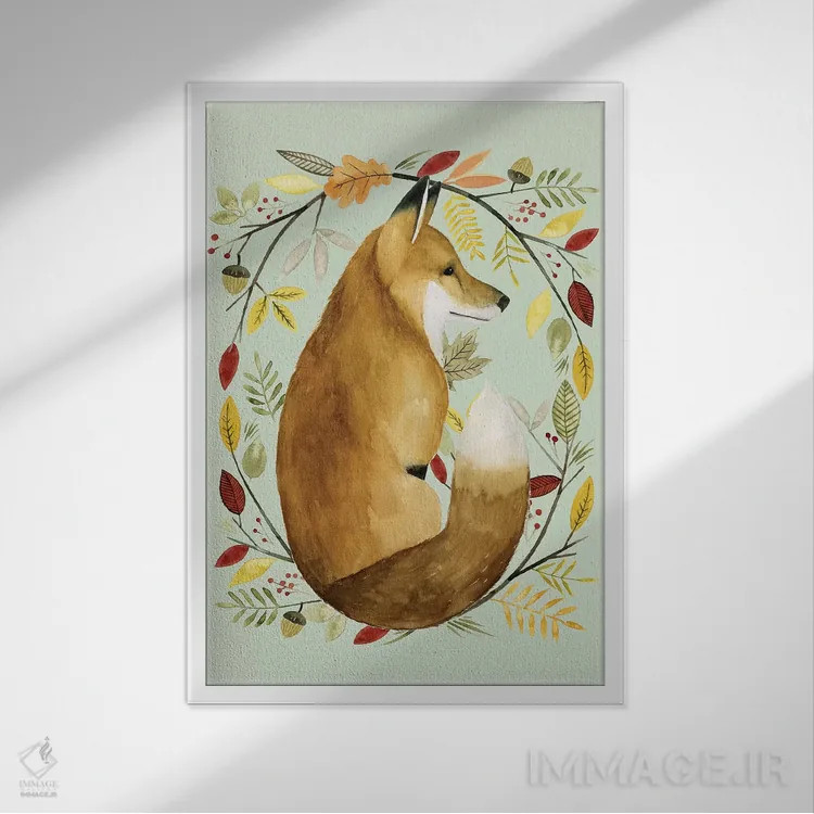 تابلو دکوراتیو حلقه گل پاییزی II اثر گریس پاپ - نمای قابدار سفید