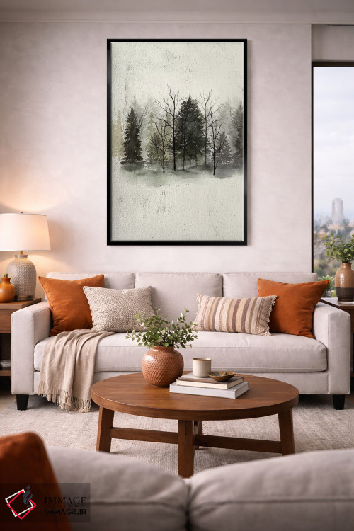 تابلو دکوراتیو خط درختان بافت دار I اثر گریس پاپ - D4B