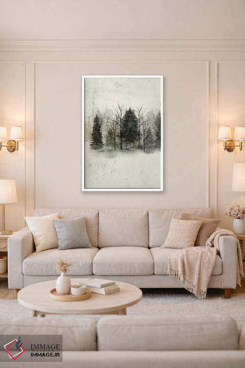 تابلو دکوراتیو خط درختان بافت دار I اثر گریس پاپ - D5W