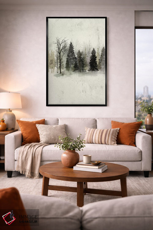 تابلو دکوراتیو خط درختان بافت دار II اثر گریس پاپ - D1B