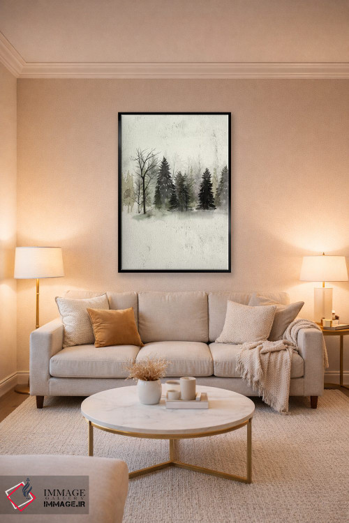 تابلو دکوراتیو خط درختان بافت دار II اثر گریس پاپ - D3B