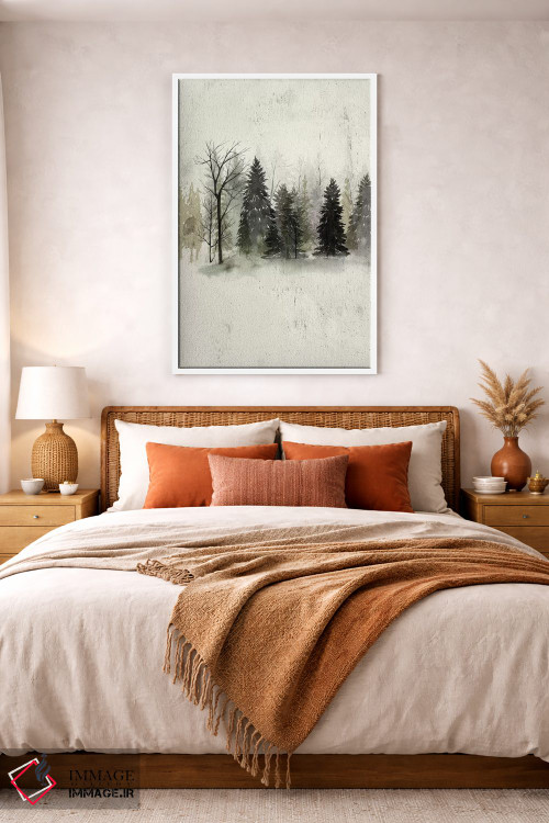 تابلو دکوراتیو خط درختان بافت دار II اثر گریس پاپ - D2W