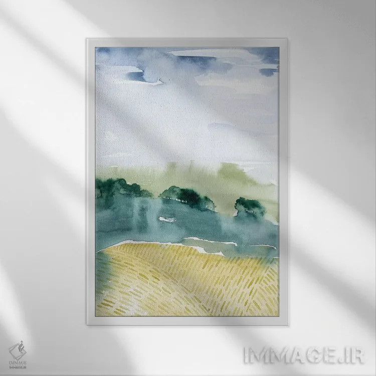 تابلو انتزاعی دره کوهستانی I اثر گریس پاپ - نمای قابدار سفید