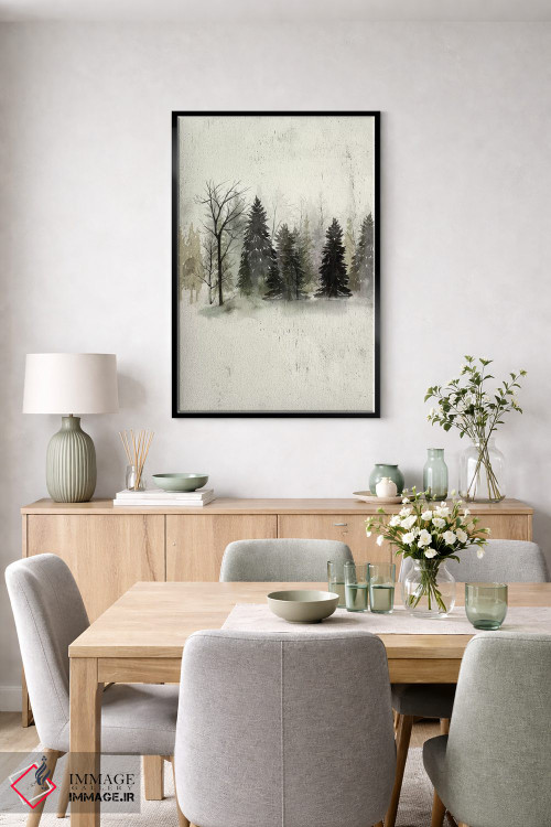 تابلو دکوراتیو خط درختان بافت دار II اثر گریس پاپ - D6B