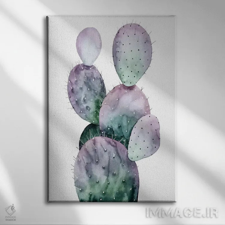 تابلو دکوراتیو کاکتوس بنفش II اثر گریس پاپ - نمای روبهرو روی دیوار