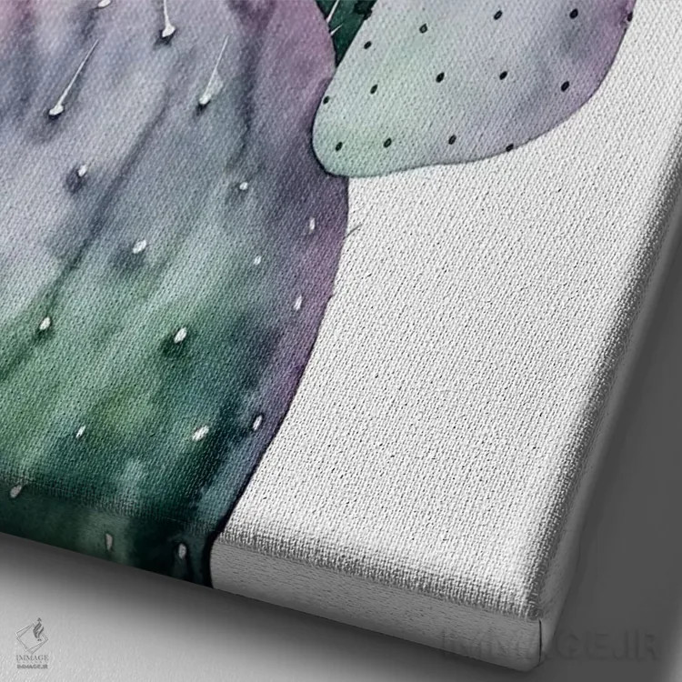 تابلو دکوراتیو کاکتوس بنفش II اثر گریس پاپ - نمای نزدیک بافت بوم