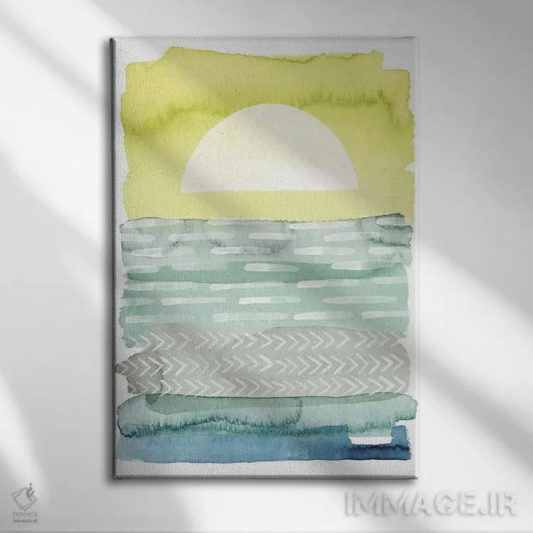 تابلو انتزاعی دریای هنگام طلوع I اثر گریس پاپ - نمای روبهرو روی دیوار