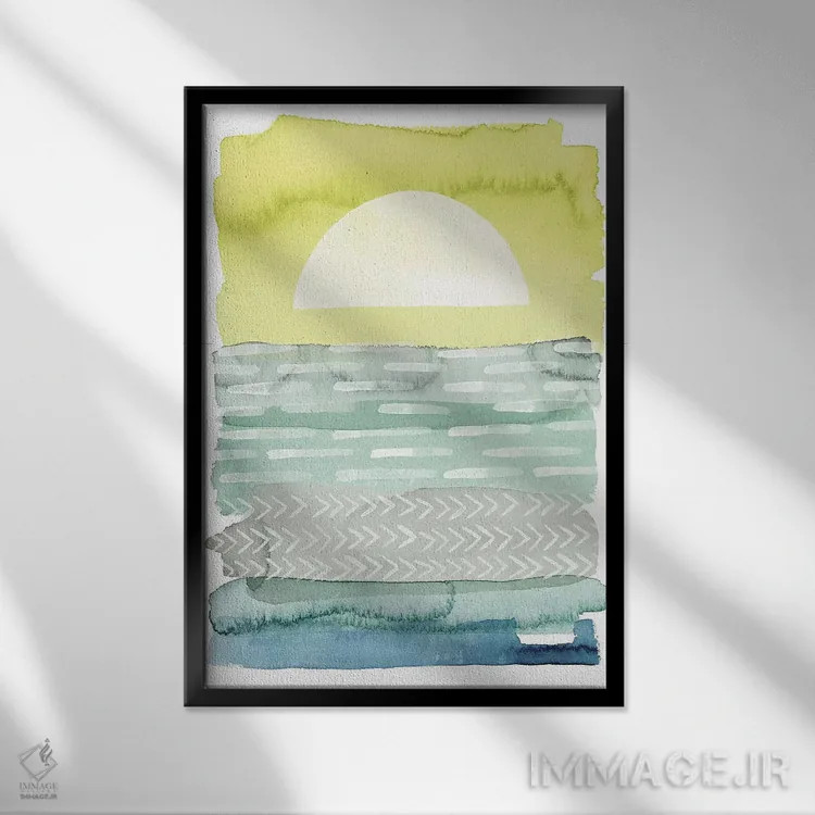 تابلو انتزاعی دریای هنگام طلوع I اثر گریس پاپ - نمای قابدار مشکی