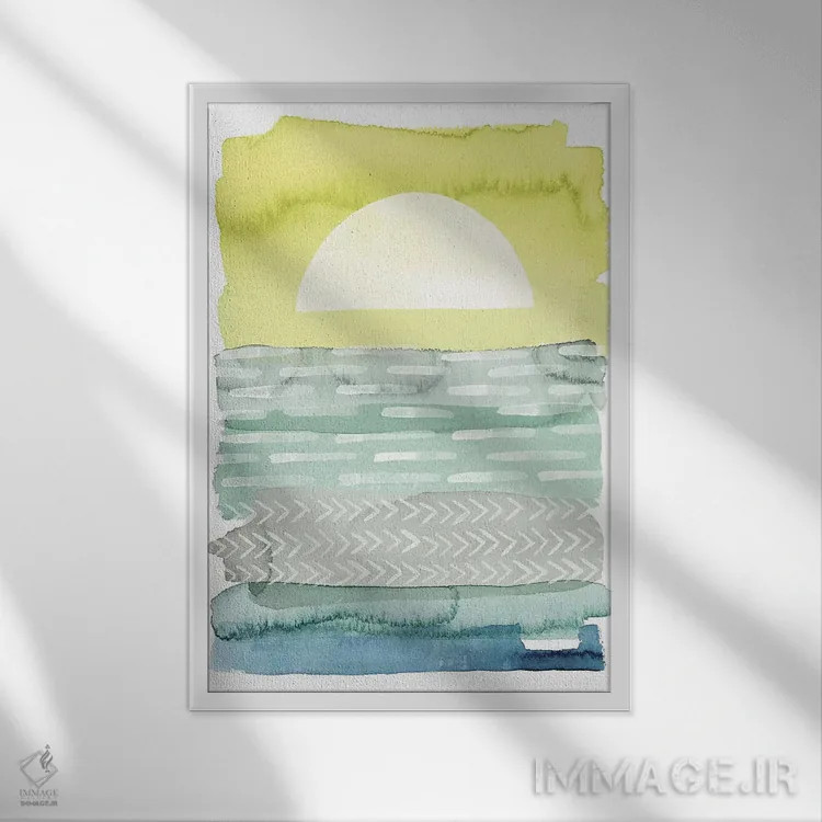 تابلو انتزاعی دریای هنگام طلوع I اثر گریس پاپ - نمای قابدار سفید