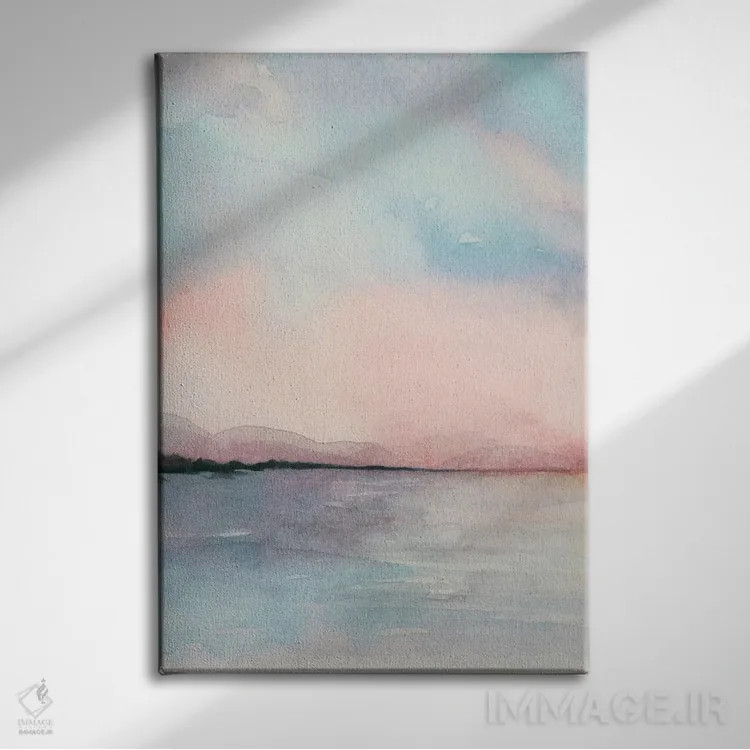 تابلو دکوراتیو سه لتی غروب دریا I اثر گریس پاپ - نمای روبهرو روی دیوار