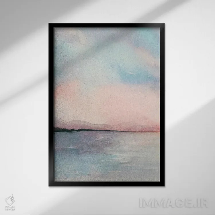 تابلو دکوراتیو سه لتی غروب دریا I اثر گریس پاپ - نمای قابدار مشکی