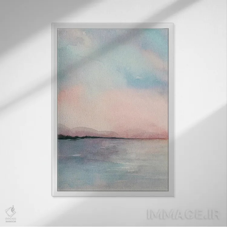 تابلو دکوراتیو سه لتی غروب دریا I اثر گریس پاپ - نمای قابدار سفید