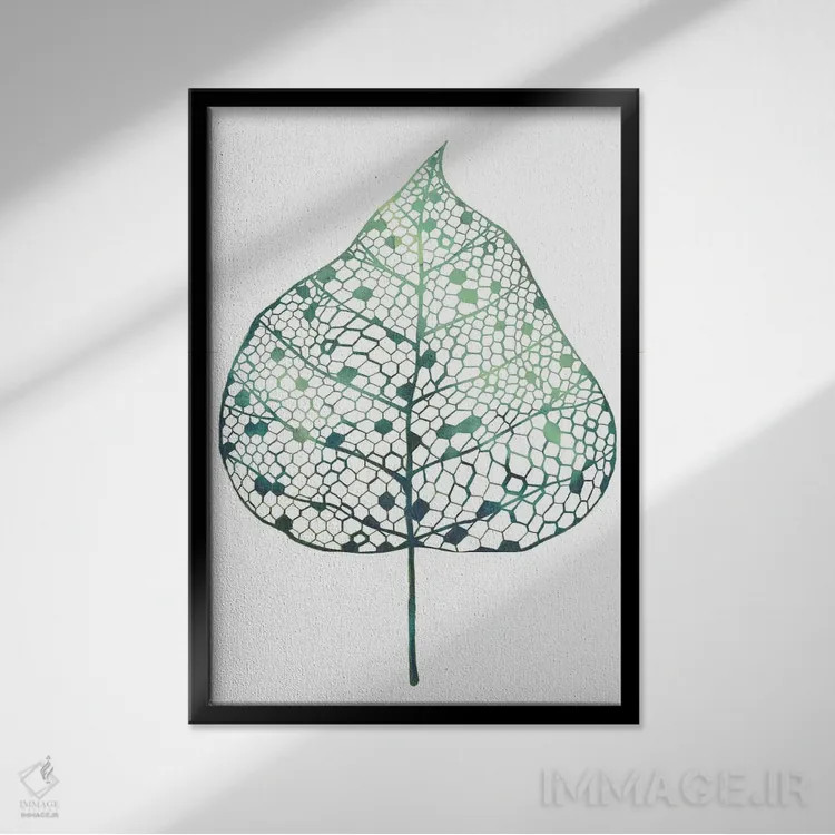 تابلو مینیمال برگ پنهان یکم اثر گریس پاپ - نمای قابدار مشکی