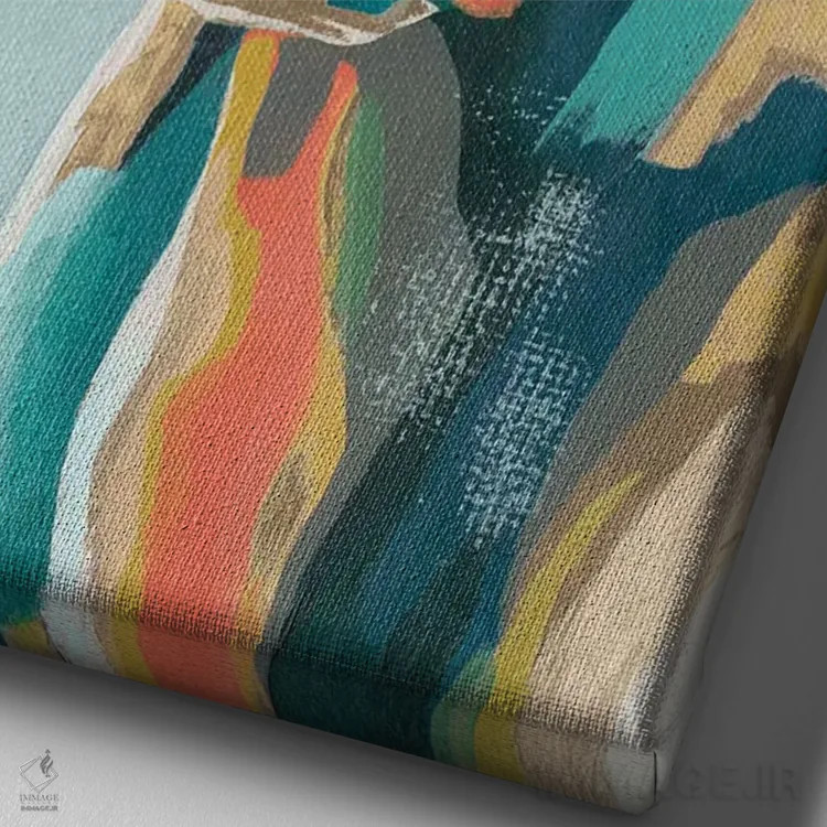 تابلو دکوراتیو گاوهای رنگارنگ یکم اثر گریس پاپ - نمای نزدیک بافت بوم