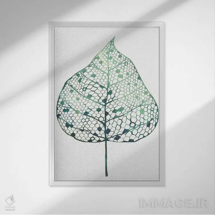 تابلو مینیمال برگ پنهان یکم اثر گریس پاپ - نمای قابدار سفید
