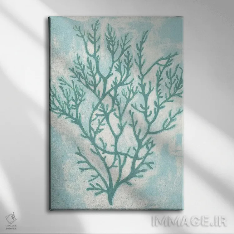 تابلو دکوراتیو فیروزه ای زنده دوم اثر گریس پاپ - نمای روبهرو روی دیوار