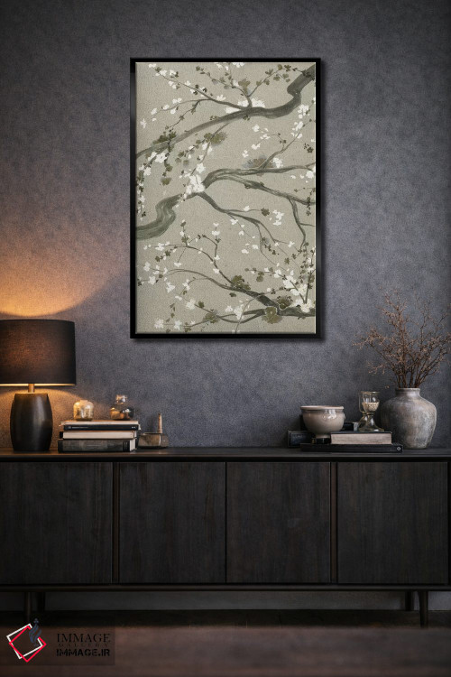 تابلو دکوراتیو شکوفه های گیلاس خنثی دوم اثر گریس پاپ - D2B