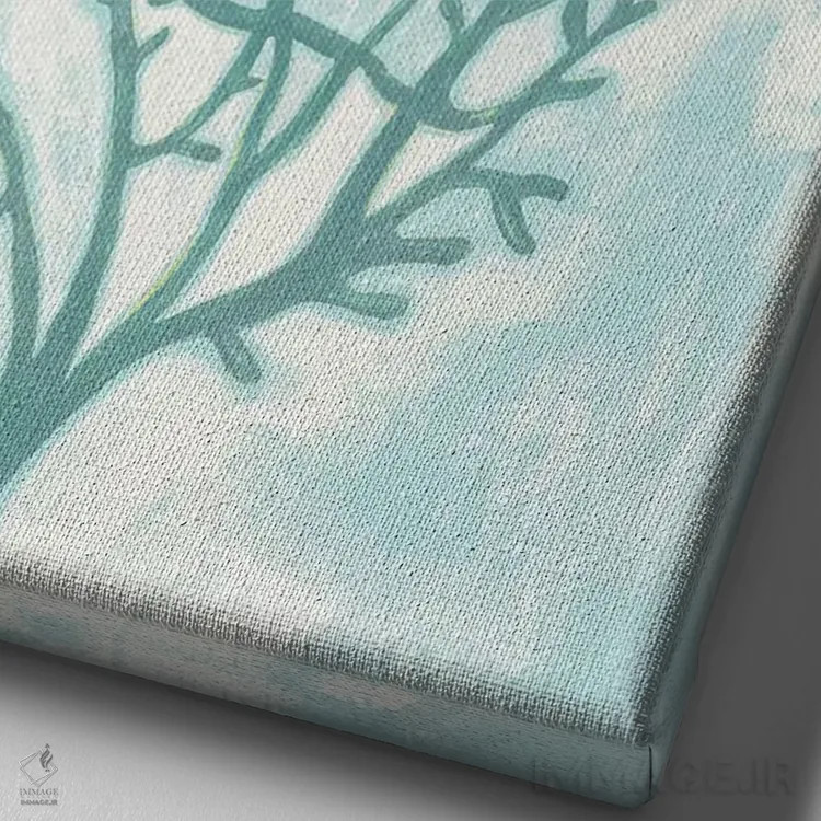 تابلو دکوراتیو فیروزه ای زنده دوم اثر گریس پاپ - نمای نزدیک بافت بوم