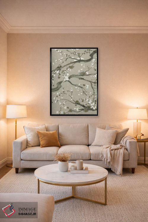 تابلو دکوراتیو شکوفه های گیلاس خنثی دوم اثر گریس پاپ - D5B