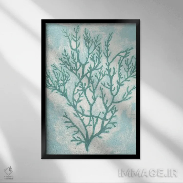تابلو دکوراتیو فیروزه ای زنده دوم اثر گریس پاپ - نمای قابدار مشکی