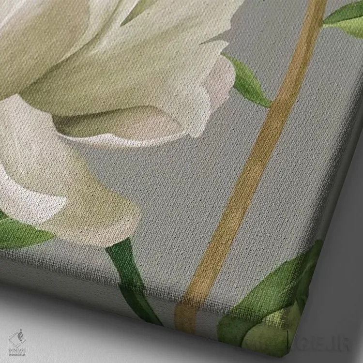 تابلو مدرن صدف سفید یکم اثر گریس پاپ - نمای نزدیک بافت بوم