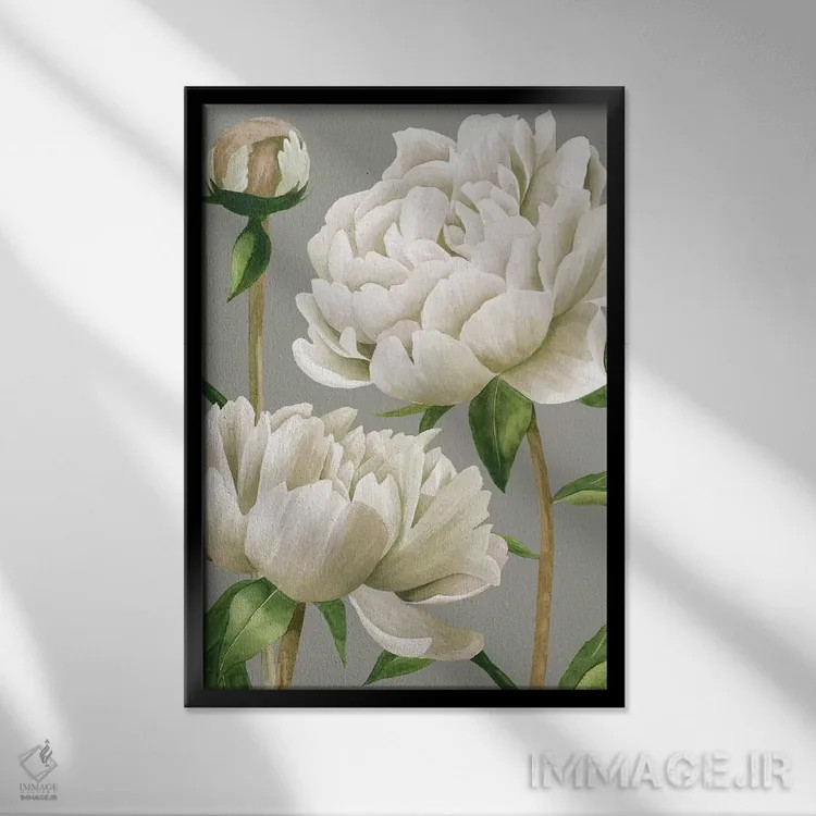 تابلو مدرن صدف سفید یکم اثر گریس پاپ - نمای قابدار مشکی