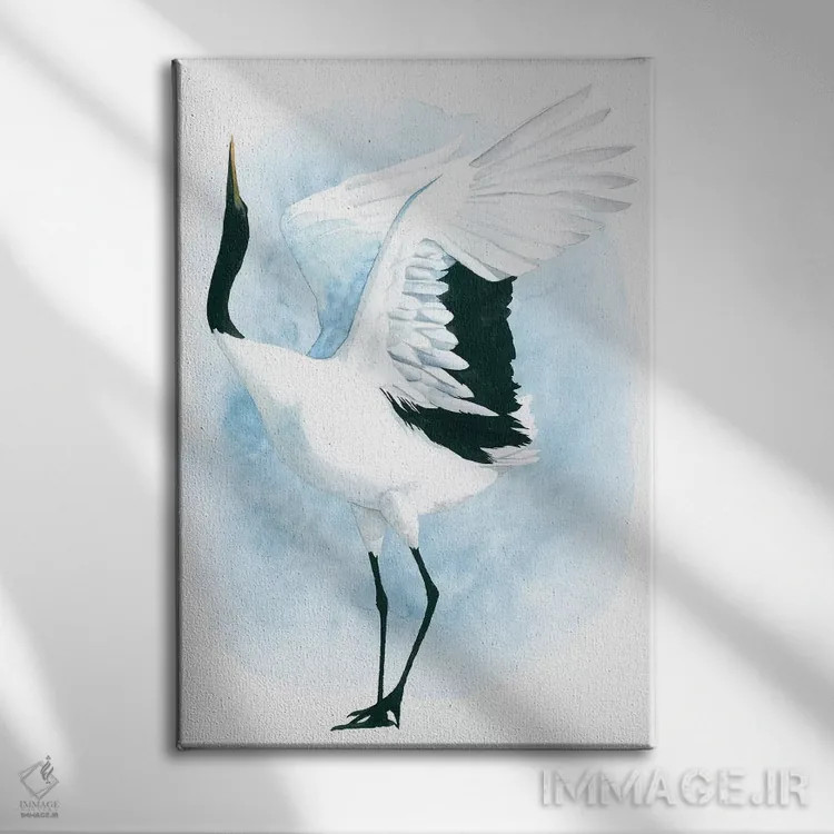 تابلو دکوراتیو درنای رقصان یکم اثر گریس پاپ - نمای روبهرو روی دیوار